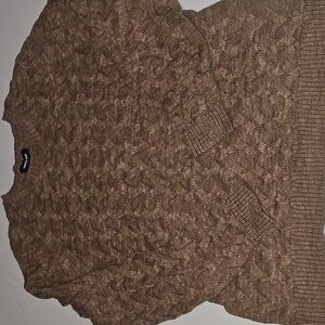 Lands' End Drifter Women's Brown Pink Cable Knit Sweater Cotton Preppy Sz XL
